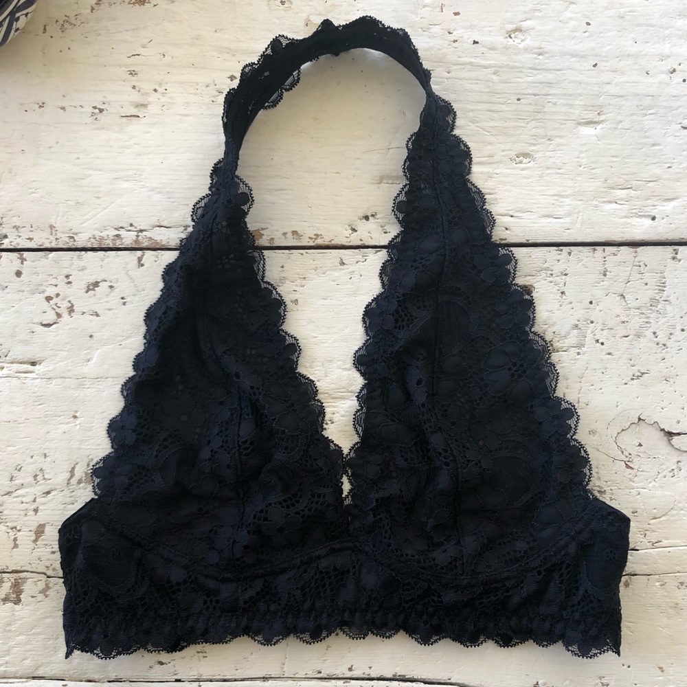 Free People Black Halter Bralette